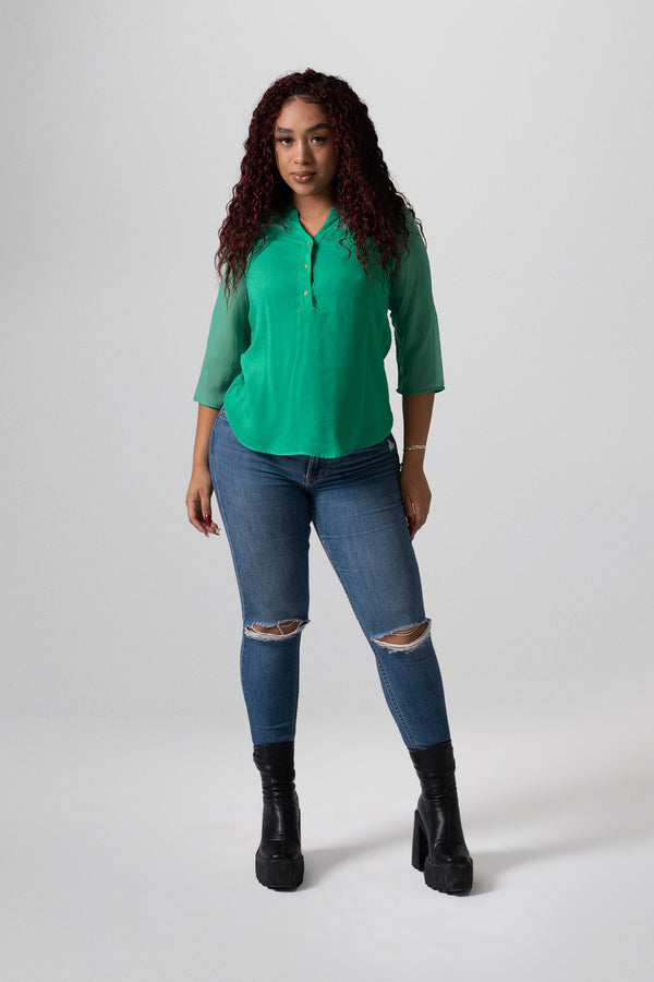 Blusa Verde Manga 3/4