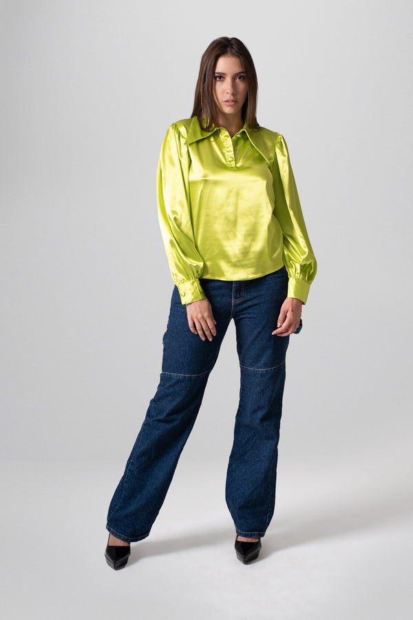 Blusa Satinada Verde Lima