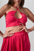 Top Halter Fucsia con Tiras Cruzadas y Falda Larga
