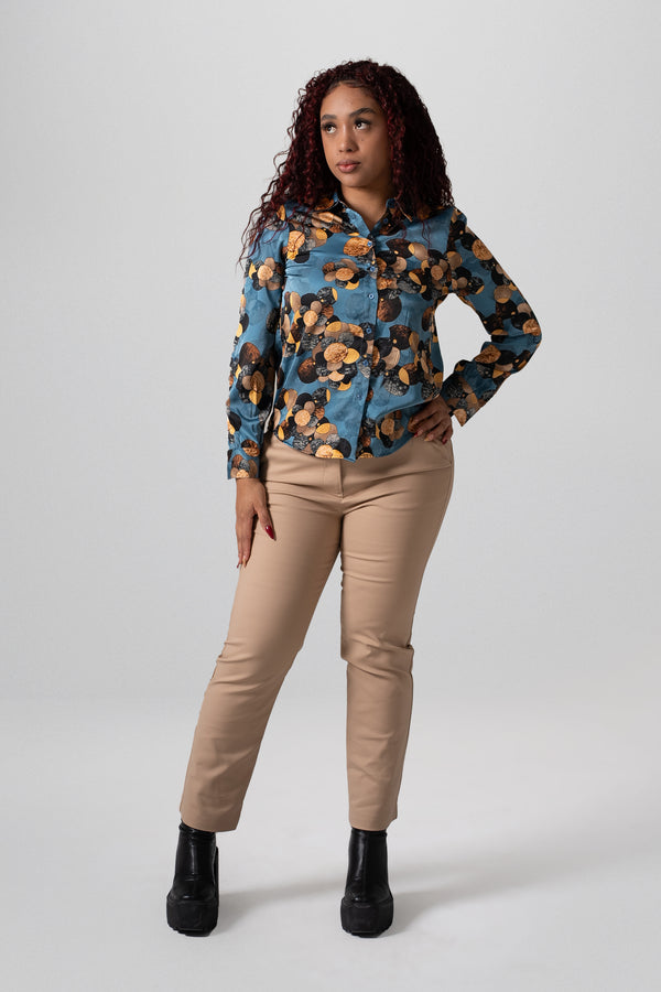 Blusa camisera estampada círculos vintage