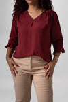 Blusa cuello V manga 3/4