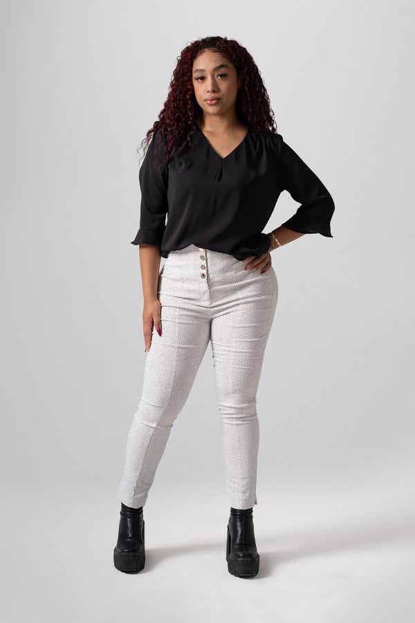 Blusa manga 3/4 con pinza en escote