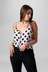 Blusa de tiras con estampado de lunares frontales