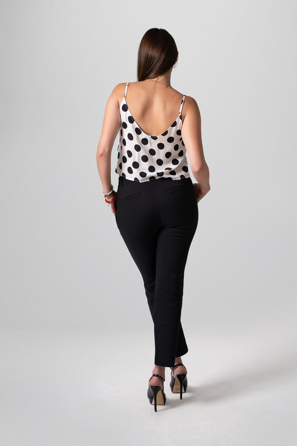 Blusa de tiras con estampado de lunares frontales