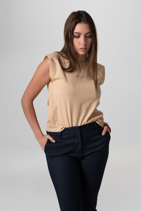 Blusa sin mangas cuello redondo