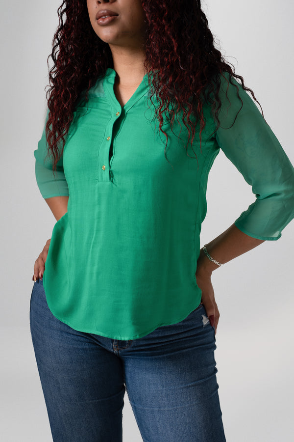 Blusa Verde Manga 3/4