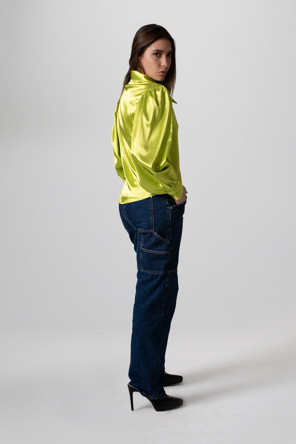 Blusa Satinada Verde Lima