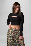 Falda larga floral con abertura lateral