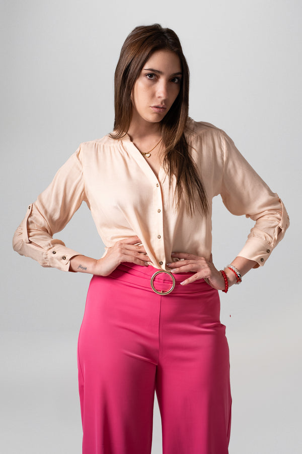 Blusa escote en V manga larga