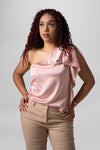 Blusa Asimétrica Satinada de Un Hombro
