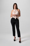 Pantalón negro corte recto tiro medio