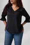 Blusa manga 3/4 con pinza en escote
