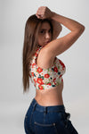 Crop Top Flores con Tiras Rucheadas