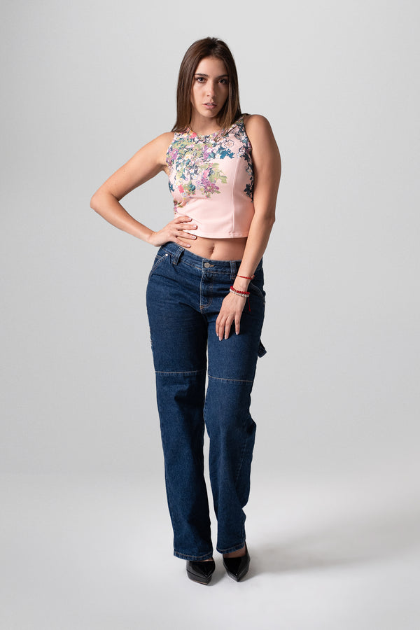 Crop Top Rosa Floral