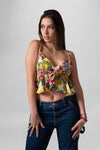 Top Floral Amarillo con Tiras